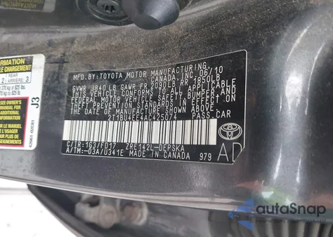 2010 Toyota Corolla S z USA, uszkodzony, nr VIN 2T1BU4EE4AC425074